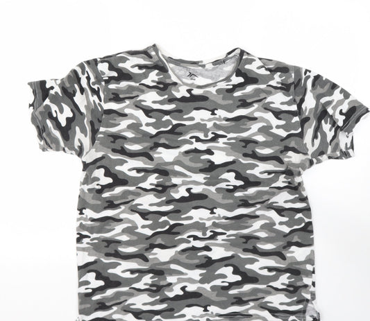 Preworn Mens Grey  Polyester  T-Shirt Size M Round Neck