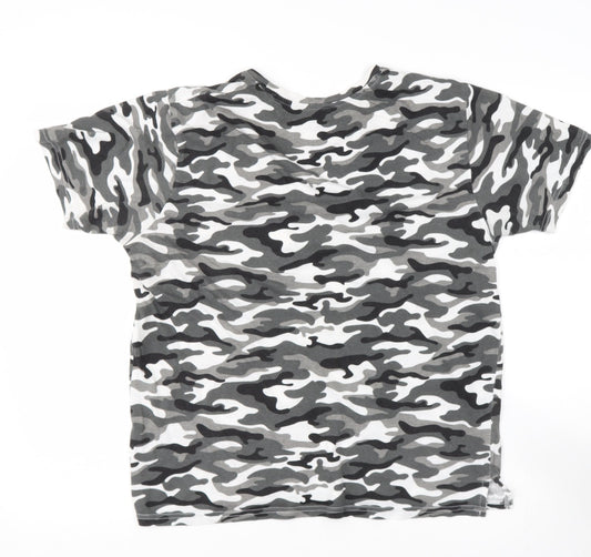 Preworn Mens Grey  Polyester  T-Shirt Size M Round Neck