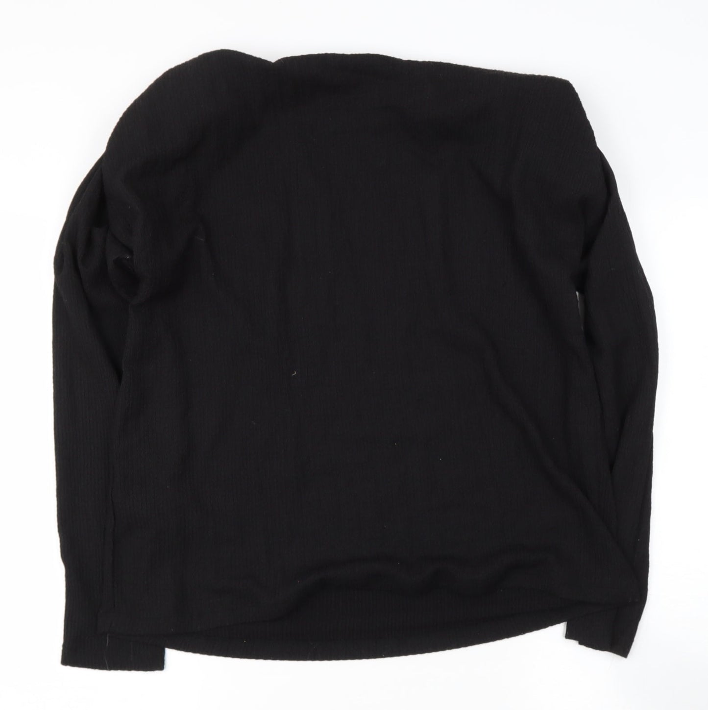 tesco Womens Black  Polyester Basic Blouse Size 14 Round Neck
