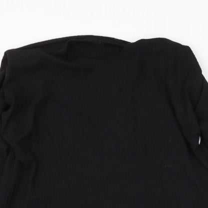 tesco Womens Black  Polyester Basic Blouse Size 14 Round Neck