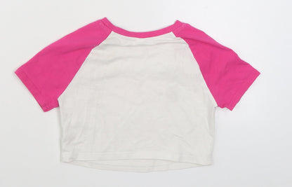SheIn Girls White  Cotton Basic T-Shirt Size 10 Years Round Neck Pullover