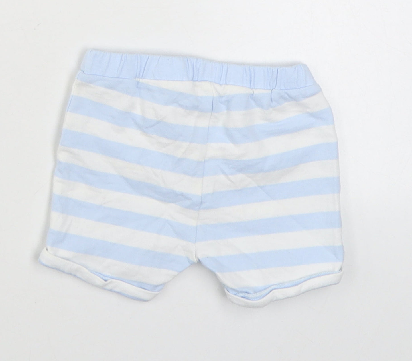 NEXT Boys Blue Striped 100% Cotton Cropped Trousers Size 3-6 Months  Tie