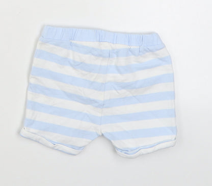 NEXT Boys Blue Striped 100% Cotton Cropped Trousers Size 3-6 Months  Tie