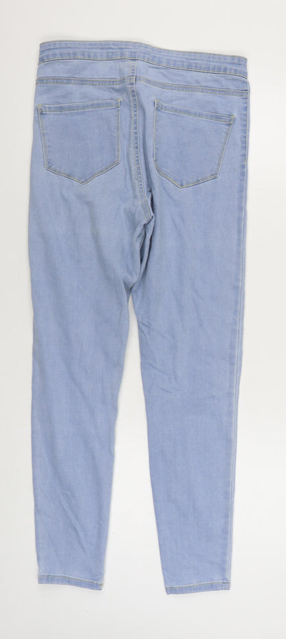 Denim & Co. Womens Blue  Cotton Skinny Jeans Size 12 L28 in Regular Zip