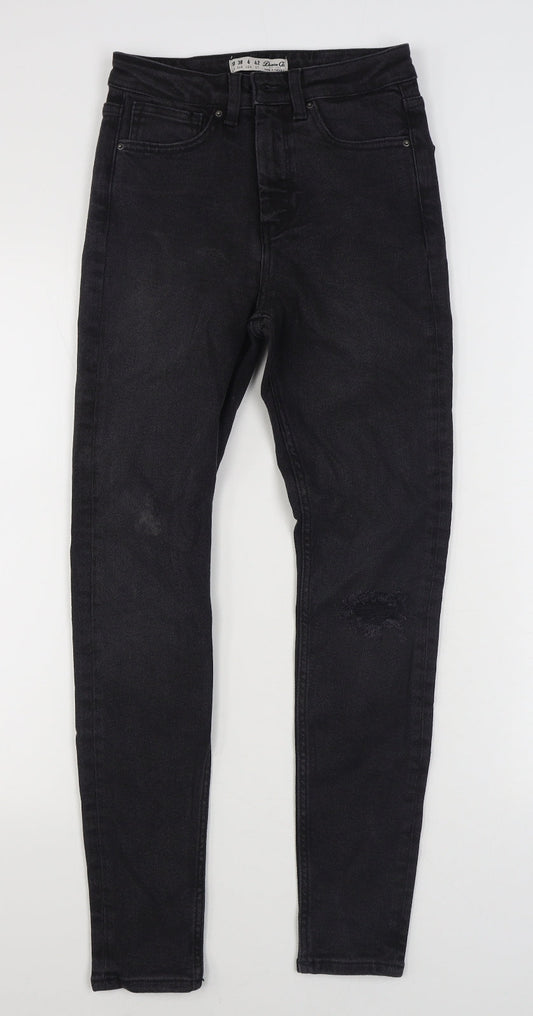 Denim & Co. Womens Black  Cotton Skinny Jeans Size 10 L27 in Regular Zip