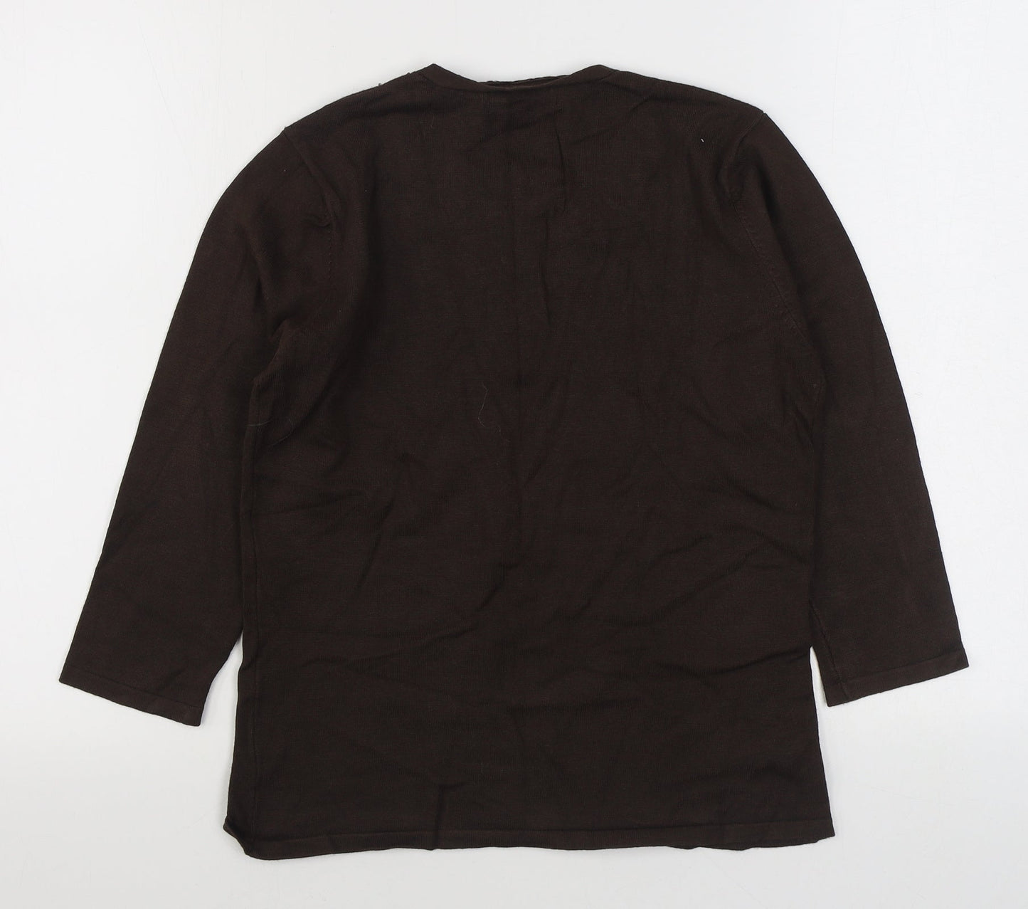 Just Elegance    Womens Brown V-Neck  Acrylic Pullover Jumper Size S