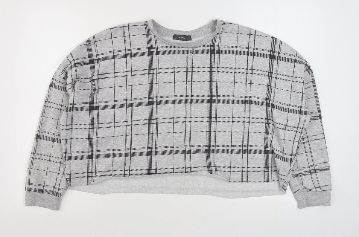 Primark Womens Grey Plaid Cotton Pullover Sweatshirt Size M  Pullover