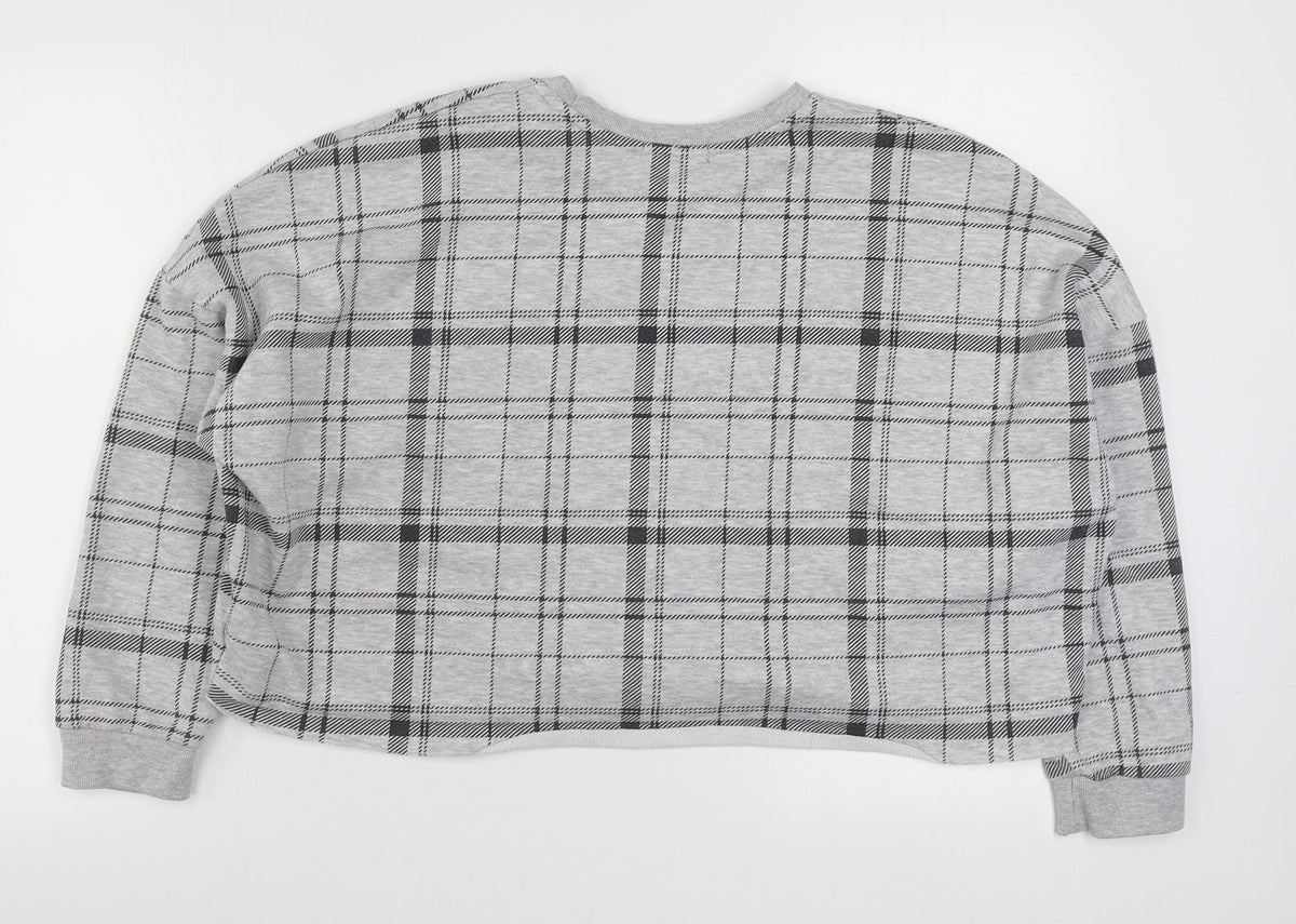 Primark Womens Grey Plaid Cotton Pullover Sweatshirt Size M  Pullover