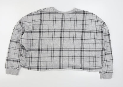 Primark Womens Grey Plaid Cotton Pullover Sweatshirt Size M  Pullover