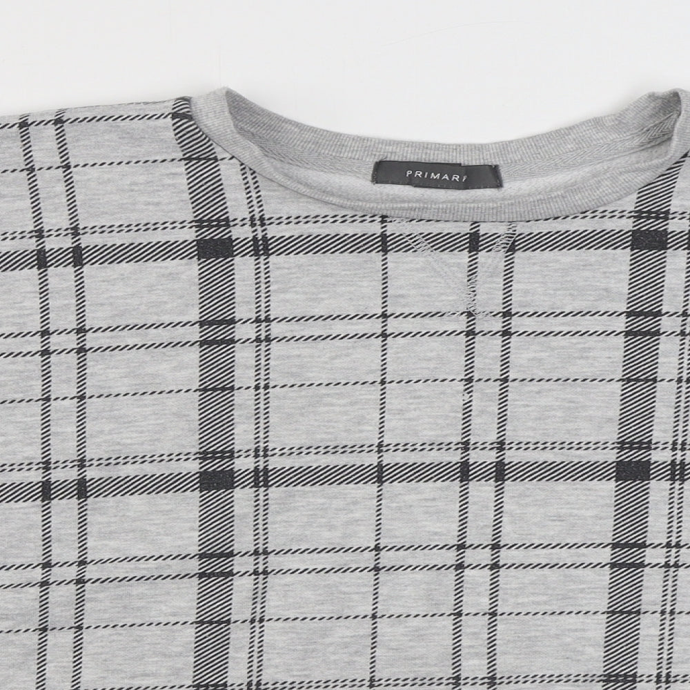 Primark Womens Grey Plaid Cotton Pullover Sweatshirt Size M  Pullover