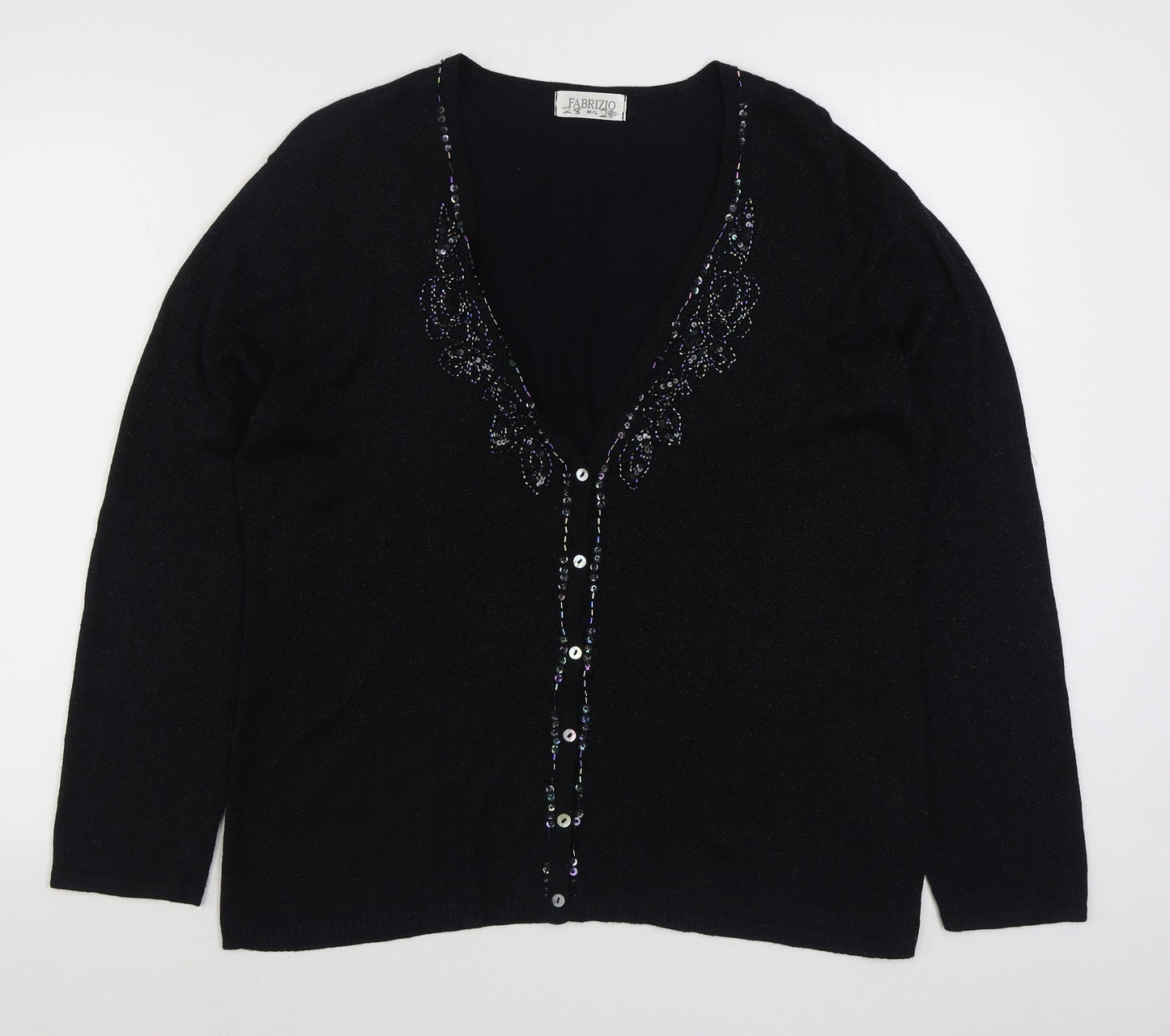 Womens UK Size M Fabrizio Black Cardigan Jumper