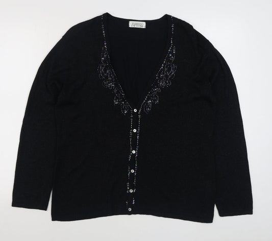 Womens UK Size M Fabrizio Black Cardigan Jumper