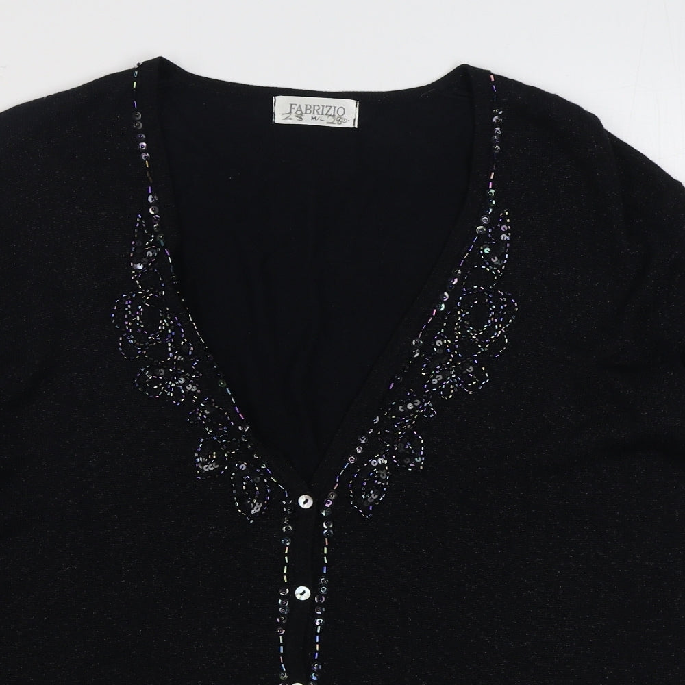 Womens UK Size M Fabrizio Black Cardigan Jumper