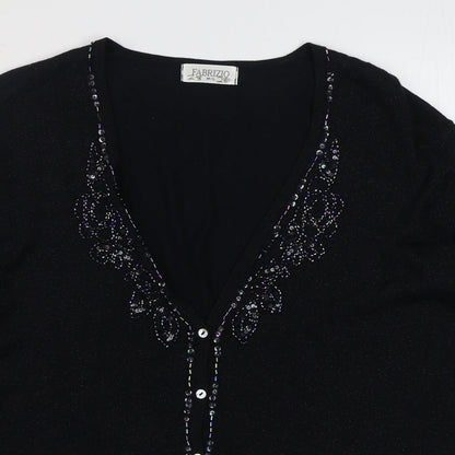 Womens UK Size M Fabrizio Black Cardigan Jumper