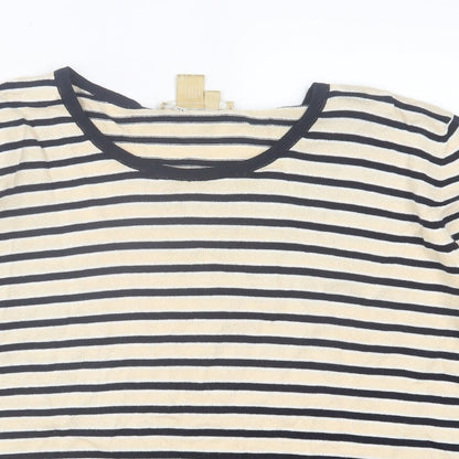 studio 121 Womens Beige Crew Neck Striped Cotton Pullover Jumper Size XL