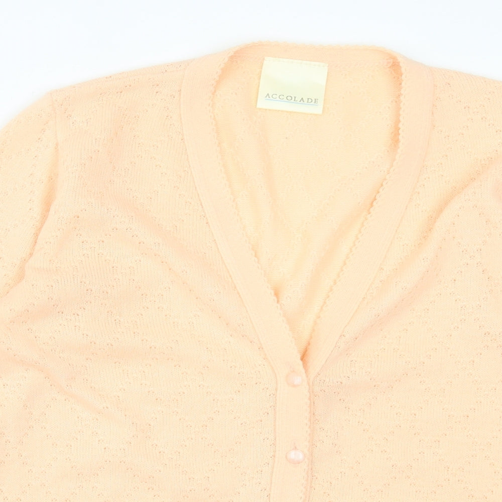 Accolade Womens Pink V-Neck Argyle/Diamond Acrylic Cardigan Jumper Size 12