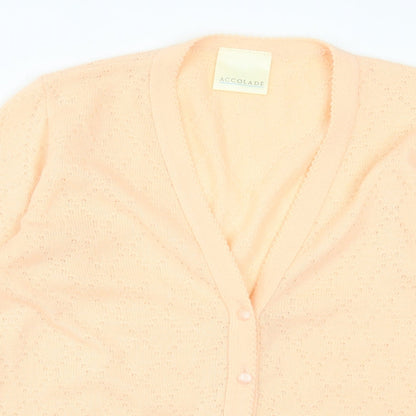 Accolade Womens Pink V-Neck Argyle/Diamond Acrylic Cardigan Jumper Size 12