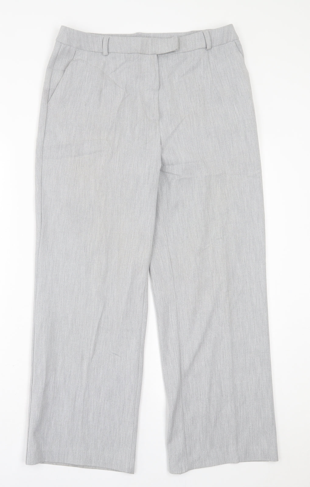 Fashion Extra Womens Grey  Polyester Trousers  Size 14 L28 in Regular Hook & Eye