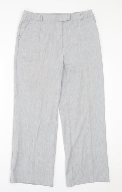 Fashion Extra Womens Grey  Polyester Trousers  Size 14 L28 in Regular Hook & Eye