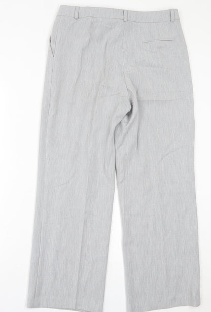 Fashion Extra Womens Grey  Polyester Trousers  Size 14 L28 in Regular Hook & Eye