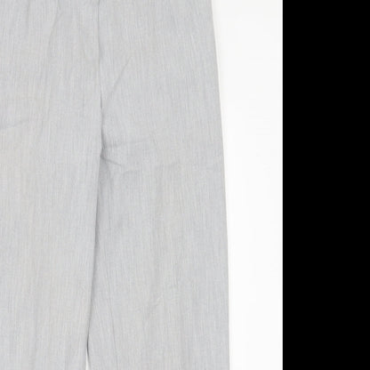 Fashion Extra Womens Grey  Polyester Trousers  Size 14 L28 in Regular Hook & Eye