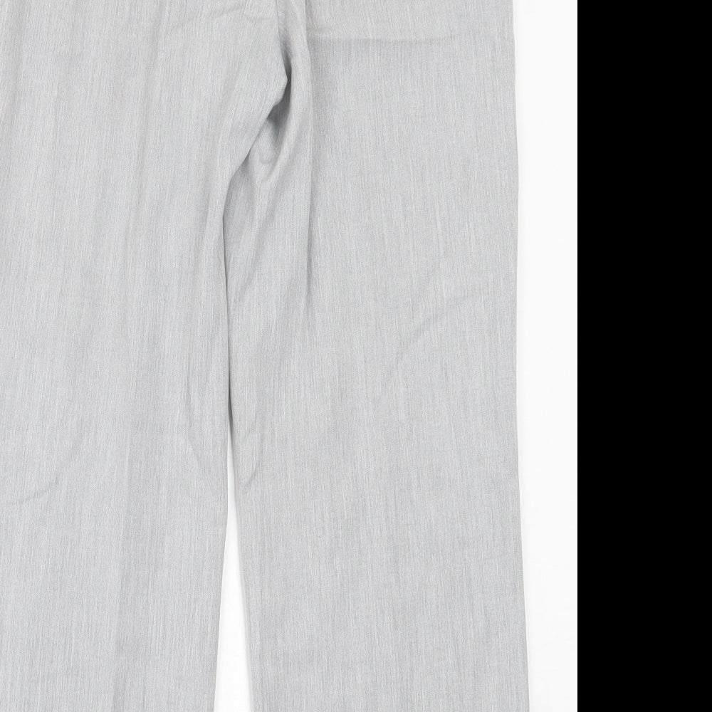 Fashion Extra Womens Grey  Polyester Trousers  Size 14 L28 in Regular Hook & Eye