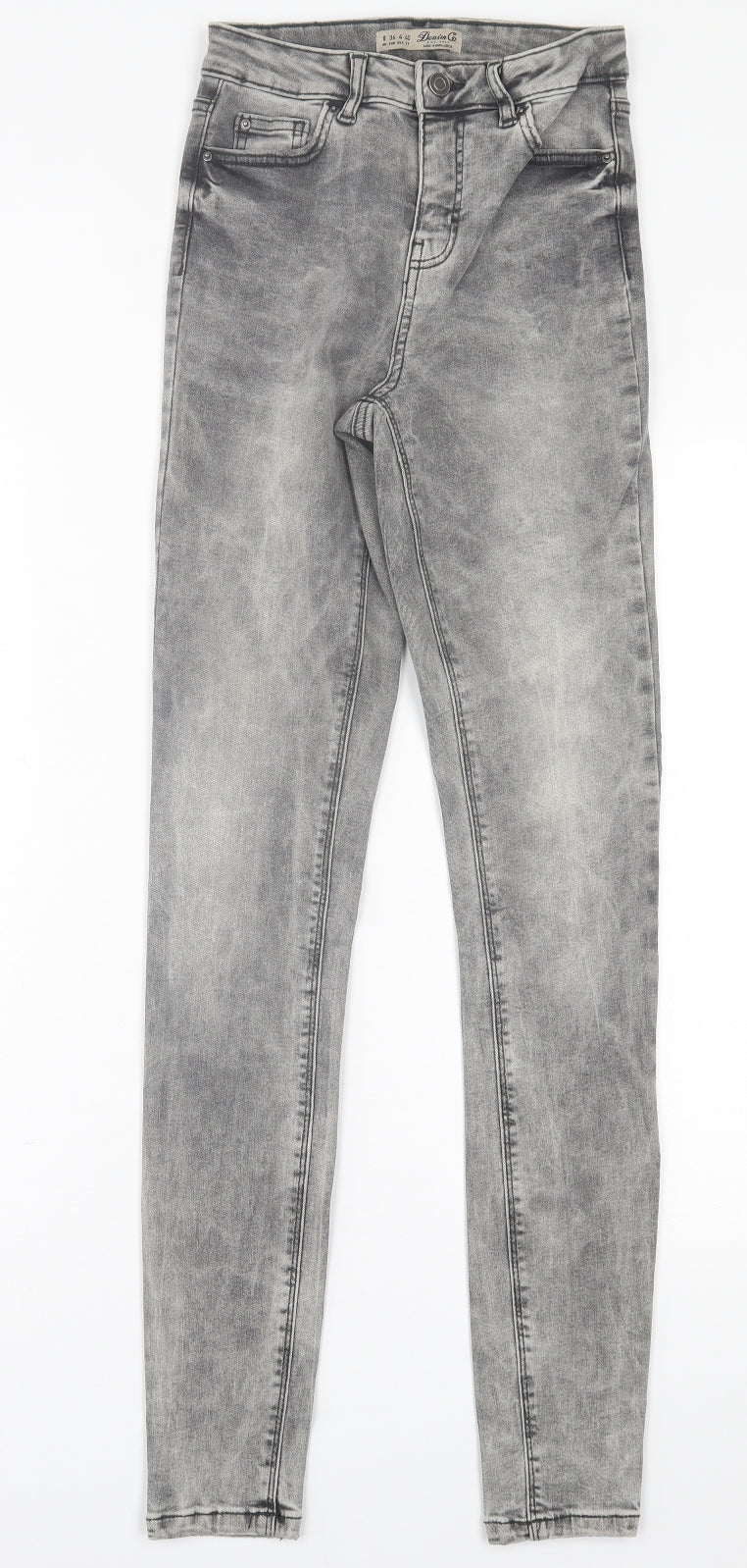 Denim & Co. Womens Grey  Cotton Skinny Jeans Size 8 L31 in Regular Button