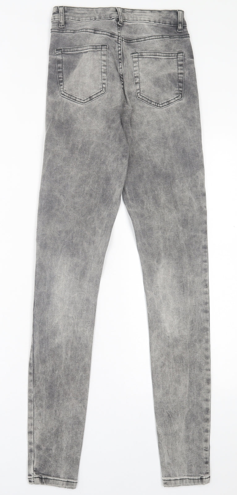 Denim & Co. Womens Grey  Cotton Skinny Jeans Size 8 L31 in Regular Button