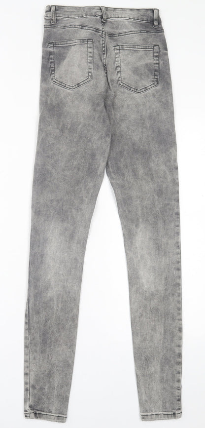 Denim & Co. Womens Grey  Cotton Skinny Jeans Size 8 L31 in Regular Button