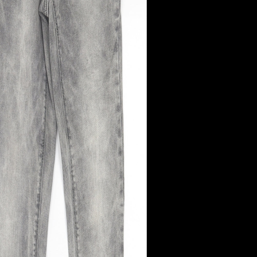 Denim & Co. Womens Grey  Cotton Skinny Jeans Size 8 L31 in Regular Button