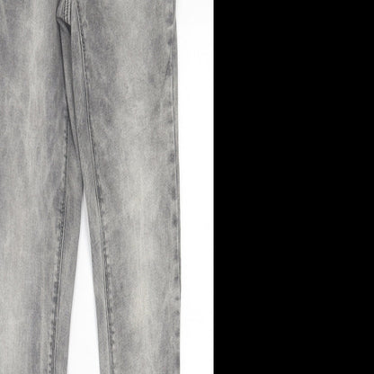 Denim & Co. Womens Grey  Cotton Skinny Jeans Size 8 L31 in Regular Button