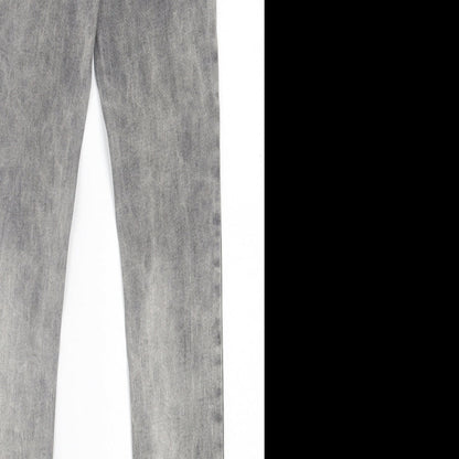 Denim & Co. Womens Grey  Cotton Skinny Jeans Size 8 L31 in Regular Button