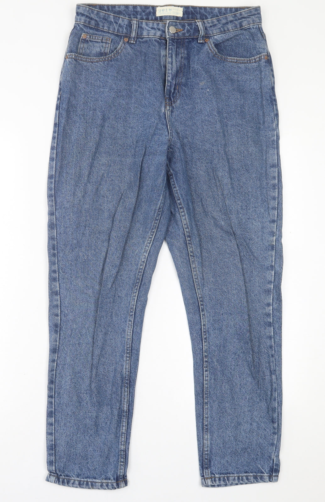 Denim & Co. Womens Blue  Cotton Straight Jeans Size 12 L27 in Regular Button