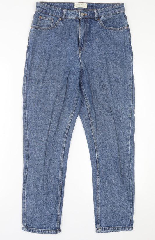 Denim & Co. Womens Blue  Cotton Straight Jeans Size 12 L27 in Regular Button