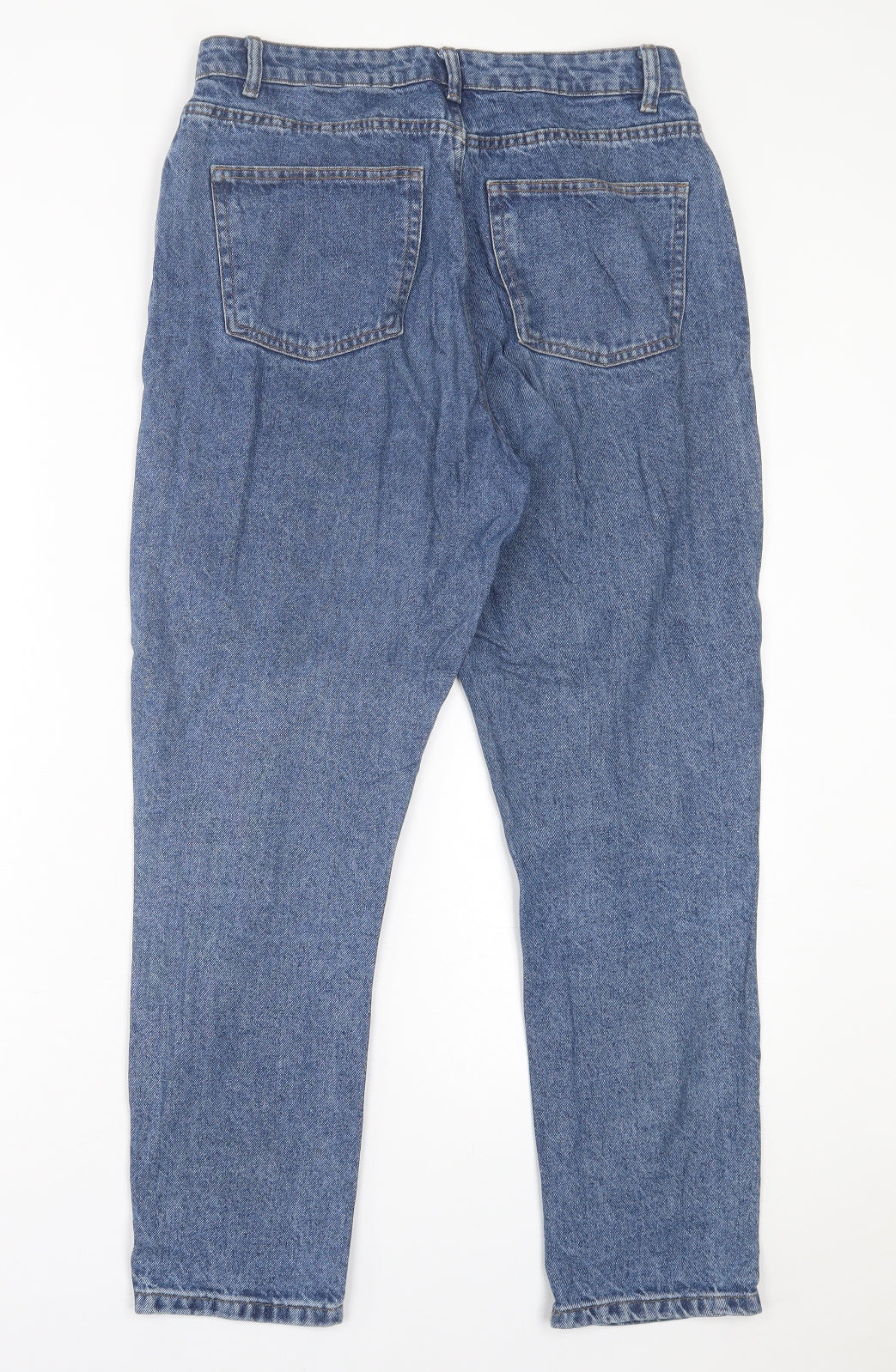Denim & Co. Womens Blue  Cotton Straight Jeans Size 12 L27 in Regular Button
