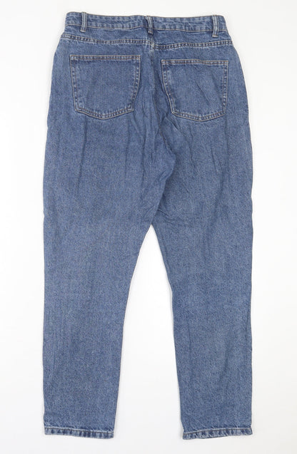 Denim & Co. Womens Blue  Cotton Straight Jeans Size 12 L27 in Regular Button