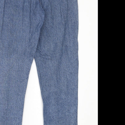 Denim & Co. Womens Blue  Cotton Straight Jeans Size 12 L27 in Regular Button