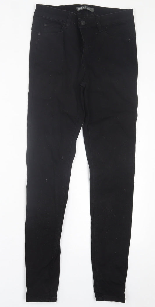 Denim & Co. Womens Black  Cotton Skinny Jeans Size 10 L29 in Regular Button