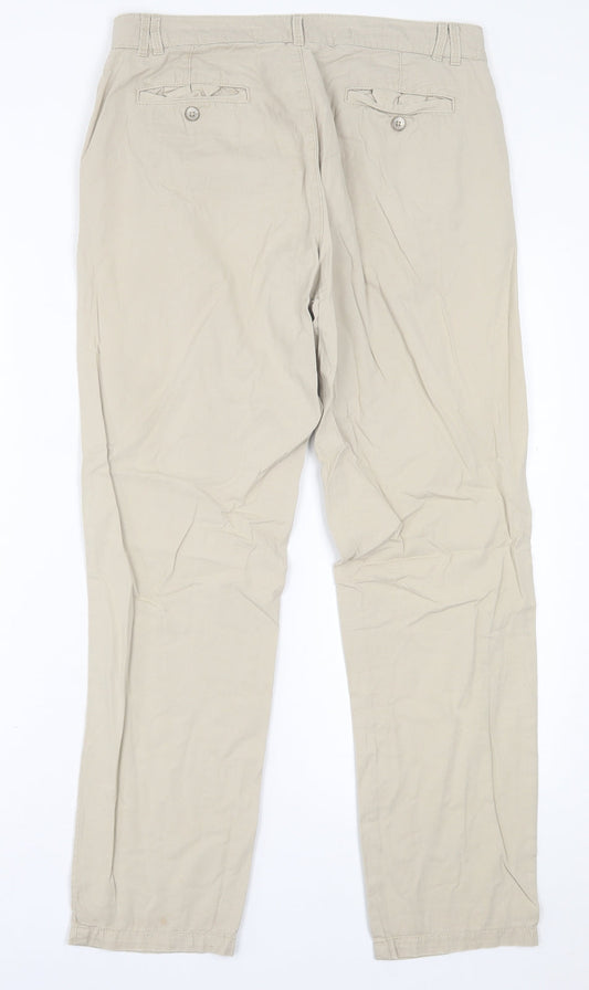 Indigo Womens Beige  Cotton Trousers  Size 30 in L29 in Regular Button
