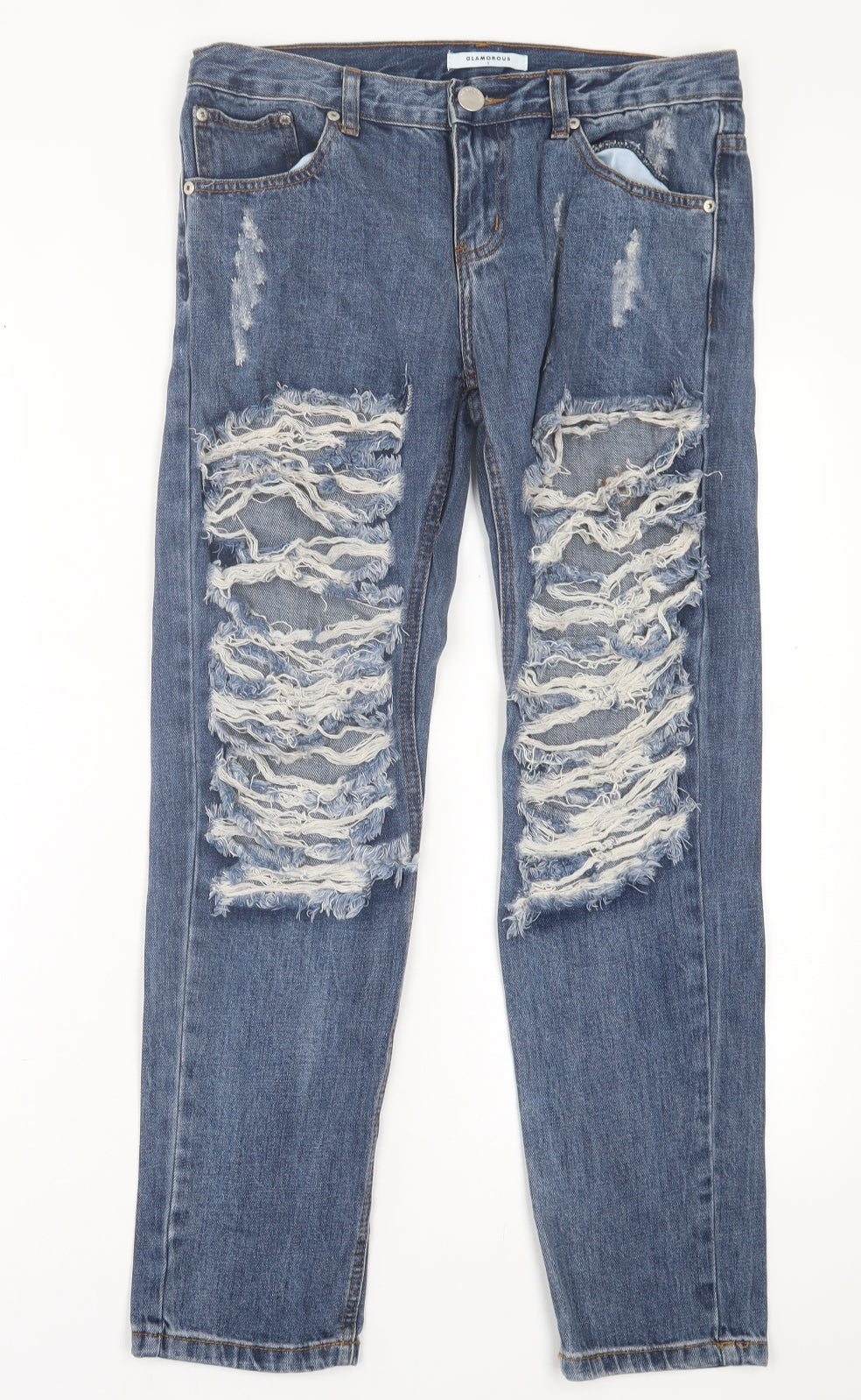 Glamorous Womens Blue  Cotton Straight Jeans Size S L28 in Regular Button