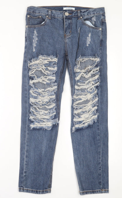 Glamorous Womens Blue  Cotton Straight Jeans Size S L28 in Regular Button