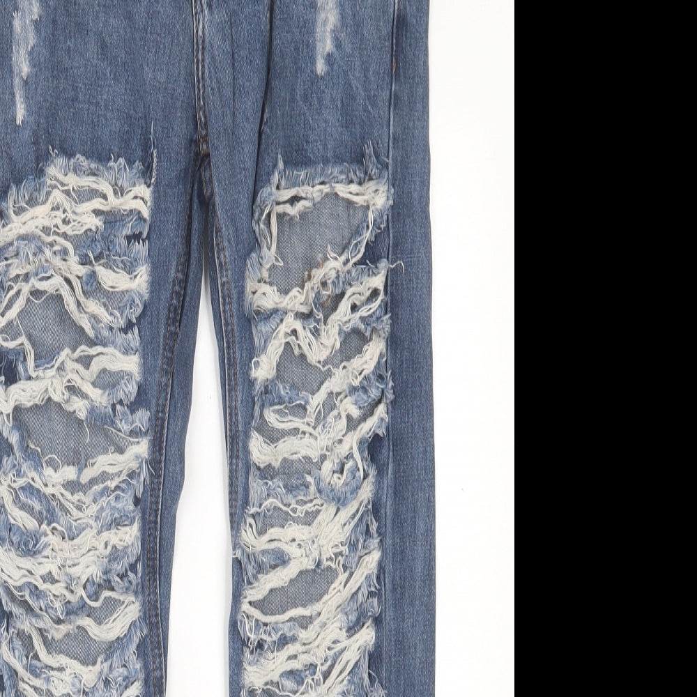 Glamorous Womens Blue  Cotton Straight Jeans Size S L28 in Regular Button