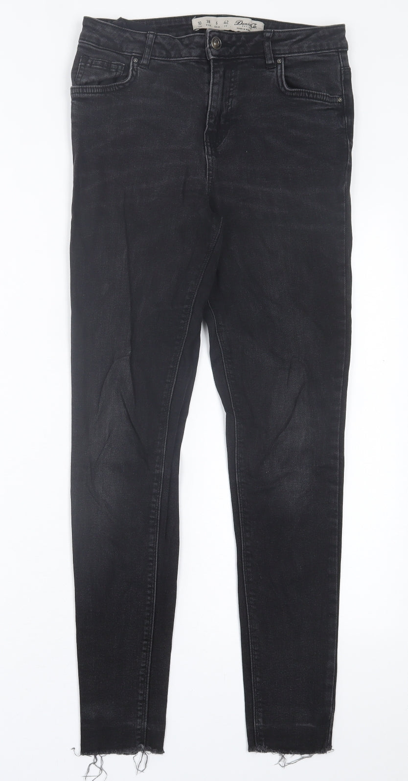 Denim & Co. Womens Black  Cotton Skinny Jeans Size 10 L27 in Regular Button