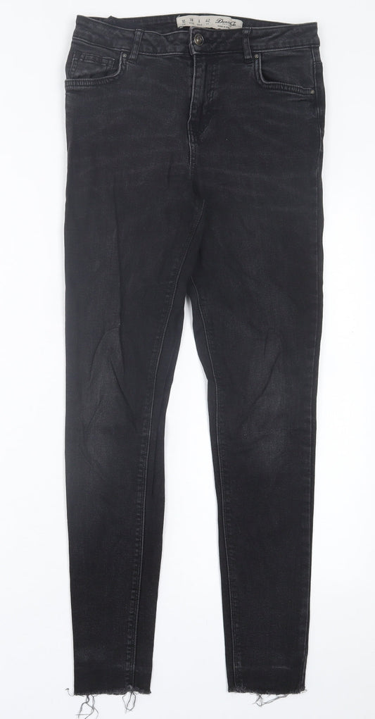 Denim & Co. Womens Black  Cotton Skinny Jeans Size 10 L27 in Regular Button