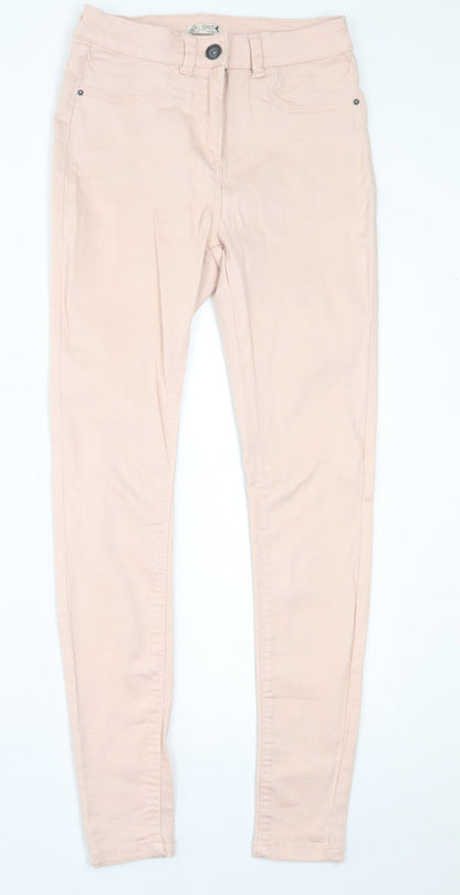 M&Co Womens Pink  Cotton Skinny Jeans Size 8 L29 in Regular Button