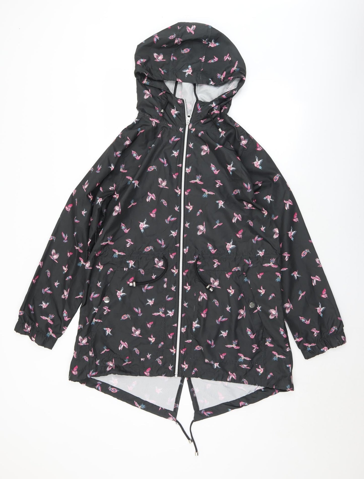 Primark Womens Black Geometric  Windbreaker Jacket Size 10  Zip - 10/12. Birds
