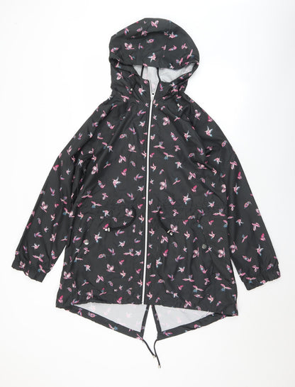 Primark Womens Black Geometric  Windbreaker Jacket Size 10  Zip - 10/12. Birds
