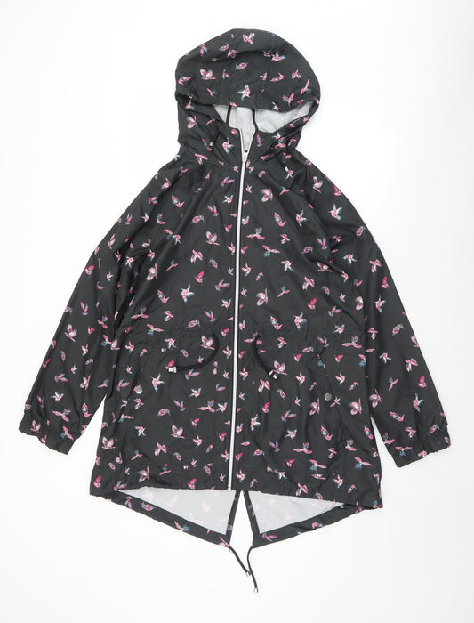 Primark Womens Black Geometric  Windbreaker Jacket Size 10  Zip - 10/12. Birds