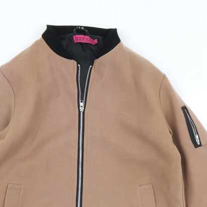 Bohoo Womens Brown   Pea Coat Coat Size 12  Zip