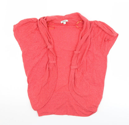 Womens UK Size L Text Red Cardigan Jumper